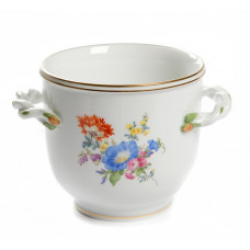 Blumentopf, Bukett mitte, bunt, Goldrand, H 11 cm