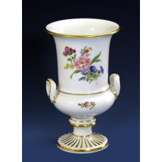 Vase, Bukett mitte, bunt, Goldrand, H 18,5 cm