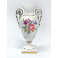 Vase, Bukett mitte, bunt, Goldrand, H 22 cm