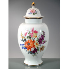 Vase, Bukett mitte, bunt, Goldrand, H 50,5 cm