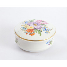 Dose, Bukett mitte, bunt, Goldrand, ø 7 cm