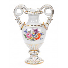 Vase, Bukett mitte, bunt, Gold angespitzt, H 29,5 cm