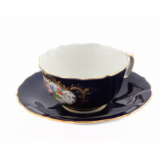 Teetasse m.U., Bukett mitte,bunt,königsbl.glas.1 Schild,Goldgroteskes Schild,Goldrand, V 0,20 l