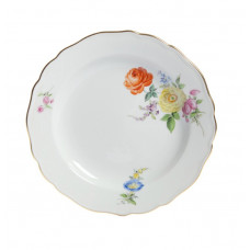 Teller, Bukett schräg, bunt, Goldrand, ø 16 cm