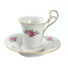 Kaffeetasse m.U., Rosenbukett mitte, bunt, Goldrand, 0,09 l