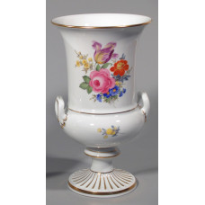 Vase, Rosenbukett mitte, bunt, Goldrand, H 23 cm