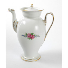 Kaffeekanne, Rosenbukett mit Vergißmeinnicht, auf Bord, bunt, Goldrand, 1 l