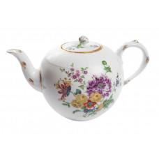 Teekanne, Bukett, alte Manier, bunt mit Kupferfarben, Goldrand, 1,1 l