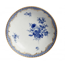 Untertasse zu 10582, Bukett, alte Manier, Kästchen-Mosaik, kobaltblau,Goldabschluß,Goldrand, 15 cm