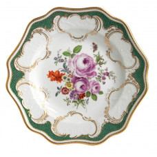 Wandschale, Bukett,alte Manier,bunt m.Kupferfarb.kupfergr.Schuppenmosaikk.Golddek., 26 cm