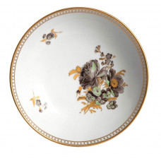 Untertasse zu 10582, Bukett,sepia,goldgrav.Blätter,Marcol.-Malw.,Goldgaleriekante,Goldrand, 15 cm