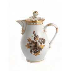 Gießer m.Deckel, Bukett,sepia,goldgrav.Blätter,Marcol.-Malw.,Goldgaleriekante,Goldrand, 0,1 l