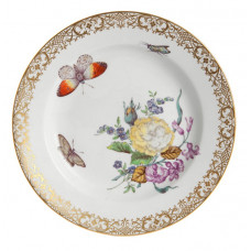 Teller m.H., FF-Bukett,bunt,kupfergr.Blättch.alte Man.n.Kupferst.Goldkante,Goldrd., ø 19 cm