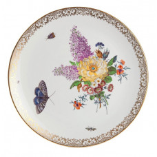 Wandschale, FF-Bukett,bunt,kupfergr.Blättch.alte Man.n.Kupferst.Goldkante,Goldrd.,