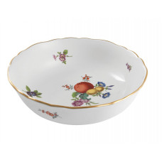 Sch&uuml;ssel, rund, Frucht- u. Blumenmalerei, alte Manier, bunt, Goldrand, &oslash; 22,5 cm