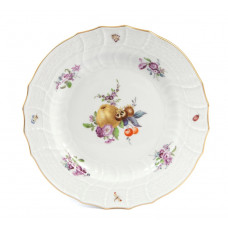Teller m.H. (o.M. 03475), Frucht- u. Blumenmalerei, alte Manier, bunt, Goldrand, ø 25 cm