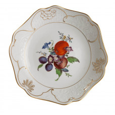 Schale, Frucht- und Blumenmalerei, alte Manier, bunt, Ø 24 cm