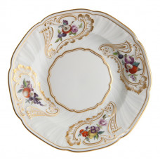 Teller,flach, Blumen- u. Fruchtmalerei, alte Manier, bunt mit Kupferfarben, 15,5 cm