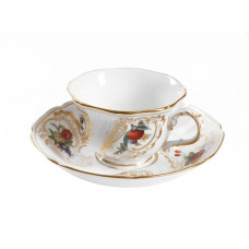 Kaffeetasse m.U., Blumen- u. Fruchtmalerei, alte Manier, bunt mit Kupferfarben, 0,1 l