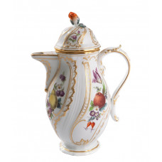 Kaffeekanne, Blumen- u. Fruchtmalerei, alte Manier, bunt mit Kupferfarben, 0,6 l