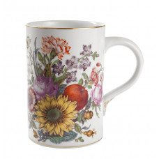 Krug, Frucht-u.Blumenmal., alte Manier n.Kupferst., bunt m.Kupferf.,Golddek., H 15 cm