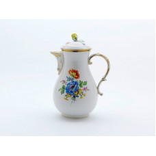 Kaffeekanne, Blumen und Insekten, bunt, Goldrand, V 1,20 l