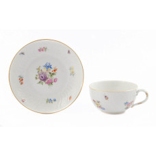 Teetasse m.U., Blumen und Insekten, bunt, Goldrand, 0,2 l