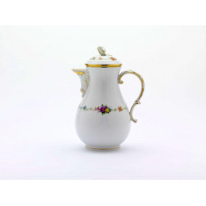 Kaffeekanne, Blumenkranz, bunt, Goldrand, V 1,20 l