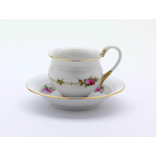 Kaffeetasse m.U., Rosenkranz, bunt, Goldrand, 0,2 l