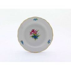 Teller, Freesien und Vergißmeinnicht, bunt, Goldrand, ø 18 cm