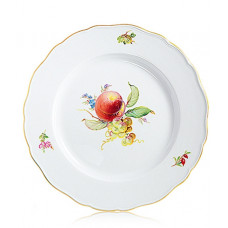 Speiseteller, Fruchtmalerei, bunt, Goldrand, ø 28 cm