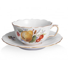 Teetasse m.U., Fruchtmalerei, bunt, Goldrand, V 0,20 l
