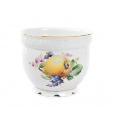 Blumentopf, Fruchtmalerei, bunt, Goldrand, H 8,5 cm