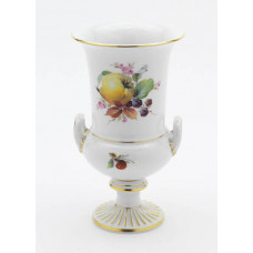 Vase, Fruchtmalerei, bunt, Goldrand, H 18,5 cm