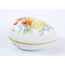 Dose, Fruchtmalerei, bunt, Goldrand, 9,5x7 cm