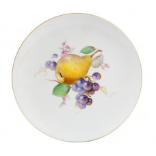 Wandschale, Fruchtmalerei, bunt, Goldrand,