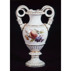 Vase, Fruchtmalerei, reich, bunt, 4 Farben, Gold angespitzt, H 29,5 cm