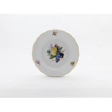 Teller, Fruchtmalerei, reich, bunt, 5 Farben, Goldrand, ø 20 cm