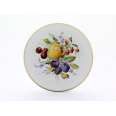 Wandschale, Fruchtmalerei, reich, bunt, 5 Farben, Goldfaden bzw. Goldreifen,