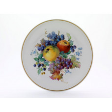 Wandschale, Fruchtmalerei, reich, bunt, 5 Farben, Goldfaden bzw. Goldreifen, 35 cm