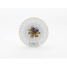 Teller, durchbr., Fruchtmalerei, reich, 5 Farben, SinnBilder 2004, Goldrand, ø 21 cm