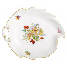 Konfektblatt, Vintage Fruchtmalerei, Motiv - Wein, Goldrand, L 22 cm