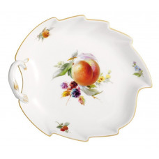 Konfektblatt, Vintage Fruchtmalerei, Motiv - Pfirsich, Goldrand, L 19 cm