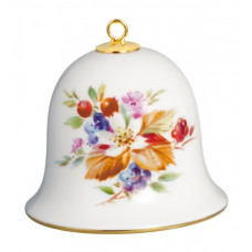 Miniatur-Glocke, Vintage Fruchtmalerei, Motiv - Brombeere, Goldrand, H 5 cm