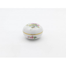 Dose, Blume naturalistisch, bunt, ohne Schmetterling, Goldrand, ø 13 cm