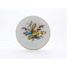 Wandschale, Blume naturalistisch, ohne Schmetterling, Goldfaden bzw.Goldreifen,