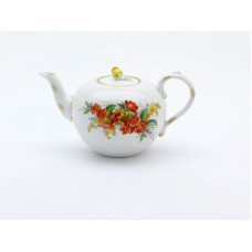 Teekanne, Blume naturalistisch, bunt, mit Schmetterling, Goldrand, V 1,00 l