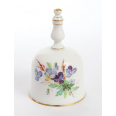 Tischglocke, Blume naturalistisch, bunt, mit Schmetterling, Goldrand, H 11 cm