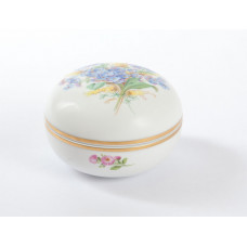 Dose, Blume naturalistisch, bunt, mit Schmetterling, Goldrand, ø 7 cm