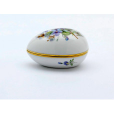 Dose, Blume naturalistisch, bunt, mit Schmetterling, Goldrand, 9,5x7 cm